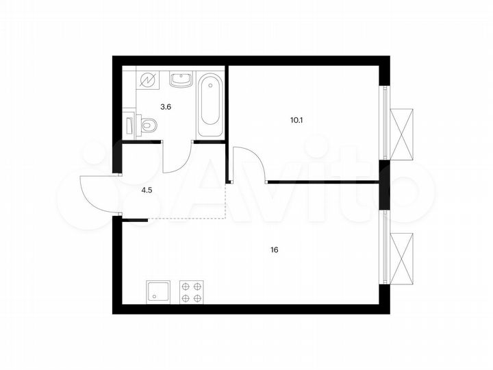 1-к. квартира, 34,2 м², 6/16 эт.
