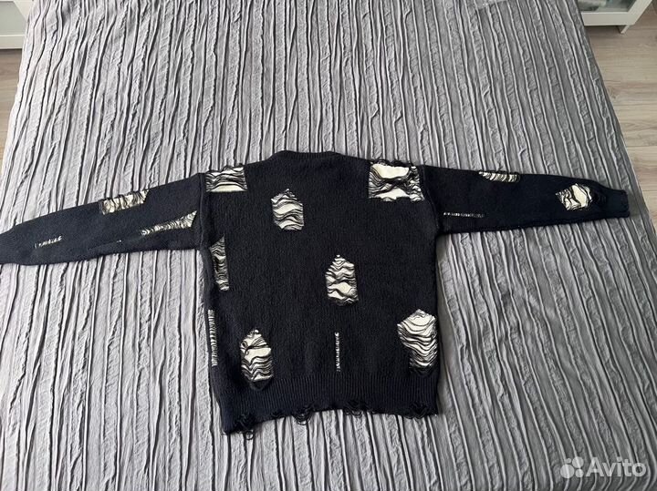 Свитер с дырками оверсайз черный (новый)