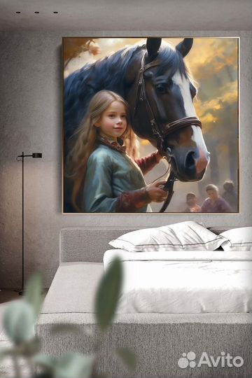 Картина маслом портрет с конем