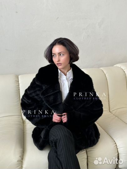 Шуба под куницу черная