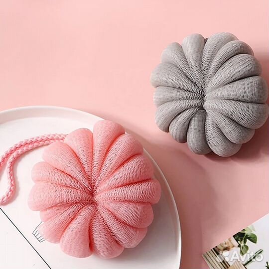 Мочалка для тела серая, розовая, белая