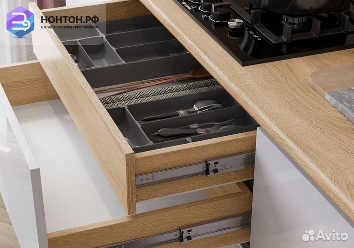 Кухня Карина №3 белый глянцевый / сонома