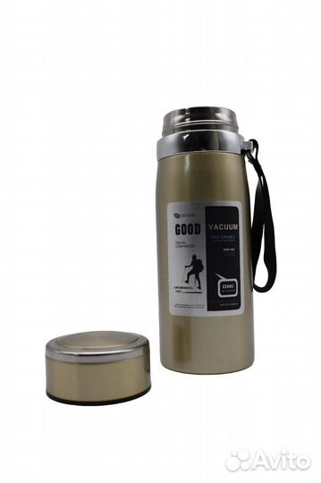 Термос с ударопрочным корпусом, 600ml Gold, сталь