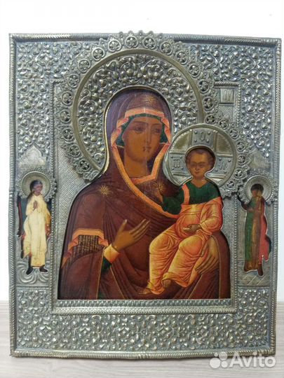 Икона Б. М. Смоленская 19 век оклад венец золото