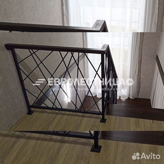 Лестница межэтажная на металлическом каркасе