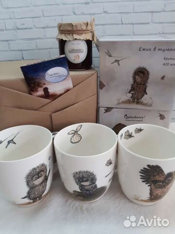 Кружка фарфор, Ежик в тумане, 420мл(+варенье)