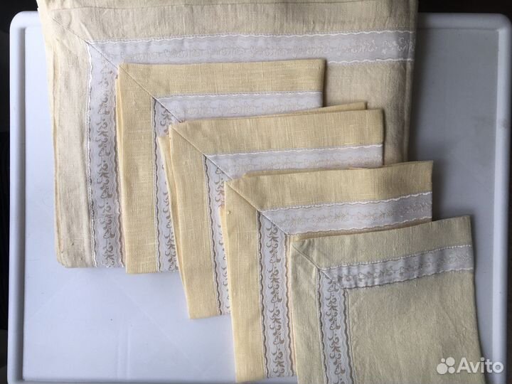 Скатерть полотенце салфетки льняные разные