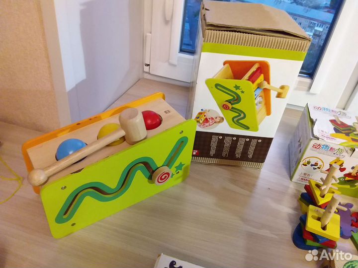 Развивающие эко игрушки деревянные, с коробками