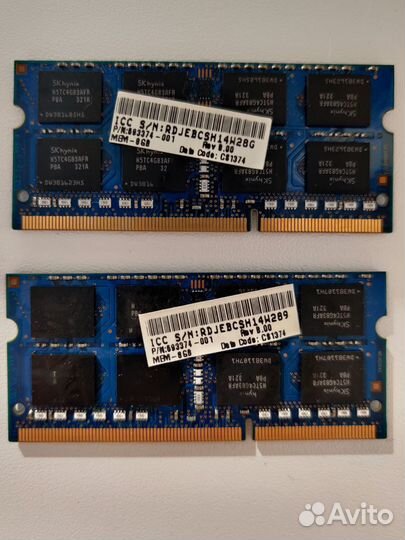 Оперативная память ddr3 sodimm 8 GB (2 шт.)