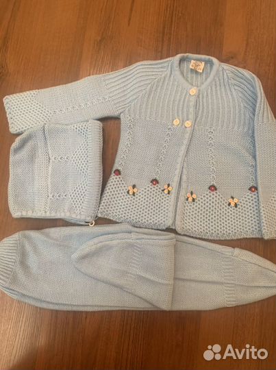 Новый вязанный костюм для девочки с 3-6м