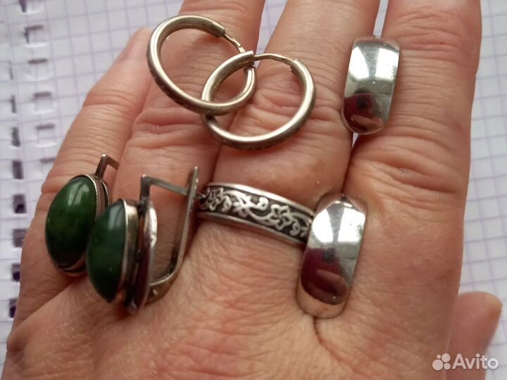 Серьги нефрит серебро 925