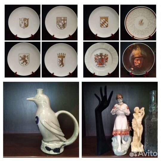 Ваза богемия, супница, кувшины, блюда, тарелки