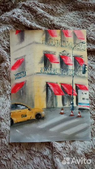 Картина акварель. Париж город улица парижа