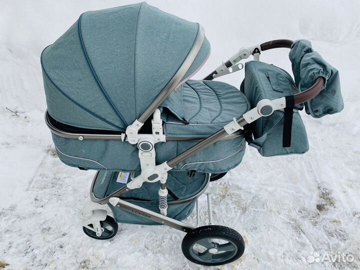 Новая коляска 3в1 бирюзовая