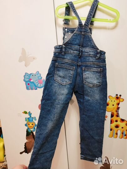 Джинсовый комбинезон утепленный 98 104