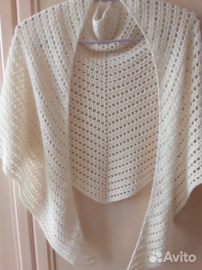 Бактус шаль шарф вязаный ручная работа