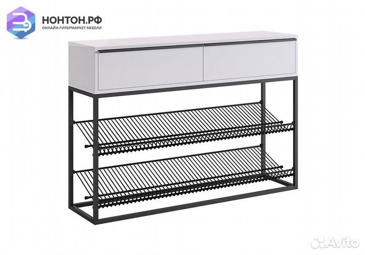 Обувница Крафт 2 черный муар / белый