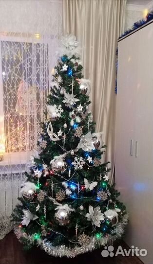 Елочные шары большие 15 см красные и серебристые