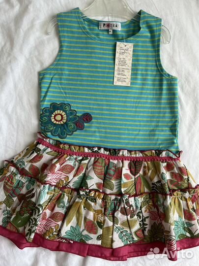 Новое хлопок со льном платье на девочку 98-110 см