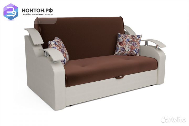 Диван аккордеон Шарк 3 коричневый / белый
