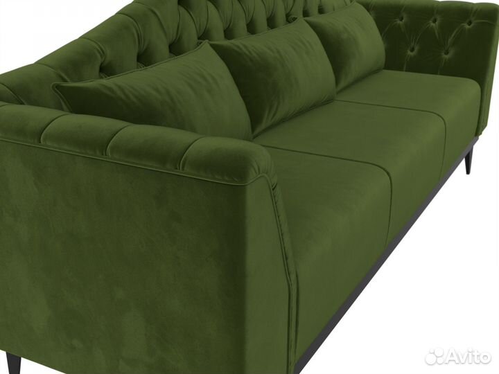 Диван кухонный прямой Флорида, микровельвет, зеленый