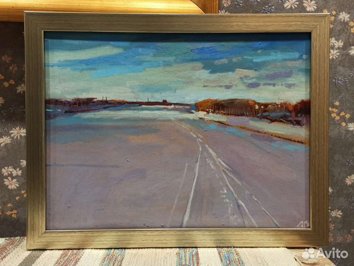 Картина. Зимний пейзаж. Тверь. Вид на Волгу