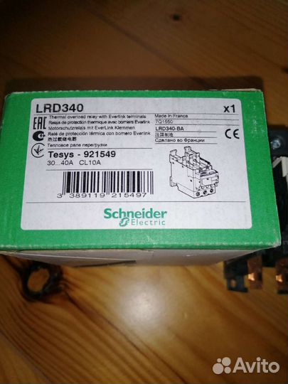 Тепловое реле перегрузки LRD340
