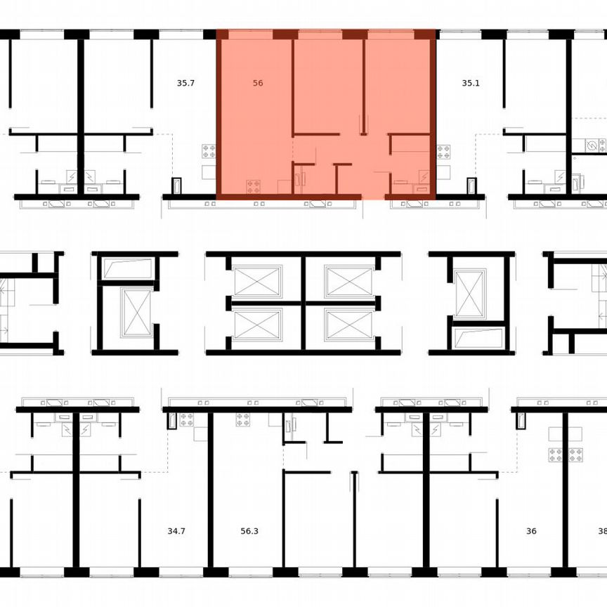 2-к. квартира, 56 м², 27/62 эт.