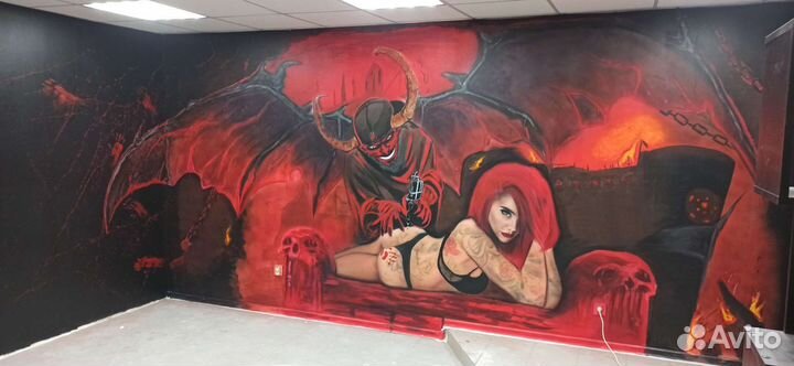 Роспись стен, картины на холстах, Аэрография