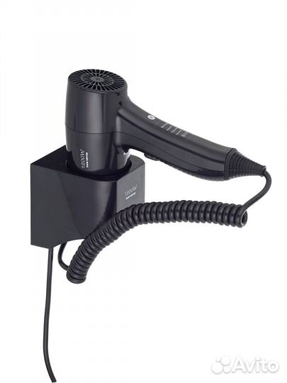 Фен для волос 730 bl черный, с креплением, для ван
