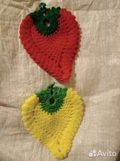 Прихватки для кухни, подставка вязаные