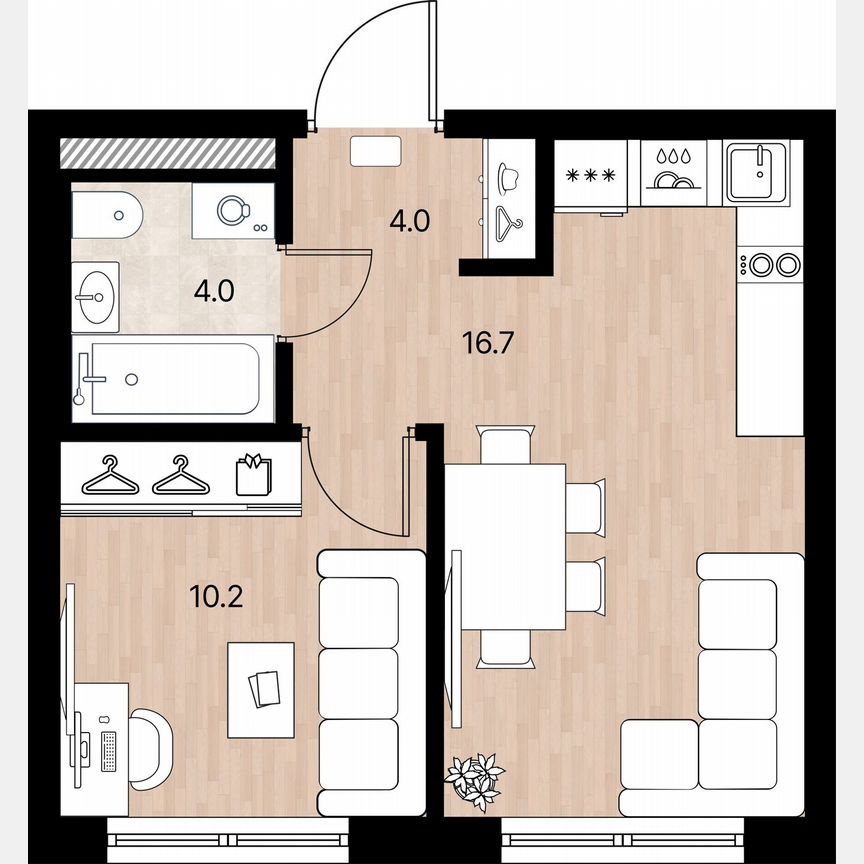 1-к. квартира, 34,9 м², 7/12 эт.