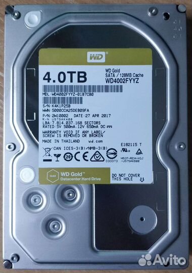 Жесткий диск WD Gold 4 тб