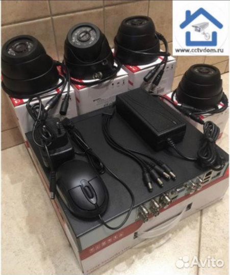 Комплект видеонаблюдения на 4 камеры HD / fullHD