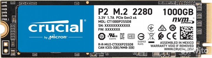 Жесткий диск SSD 1TB M2 Сrucial P2 CT1000P2SSD8