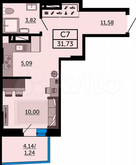 Квартира-студия, 31,6 м², 16/27 эт.