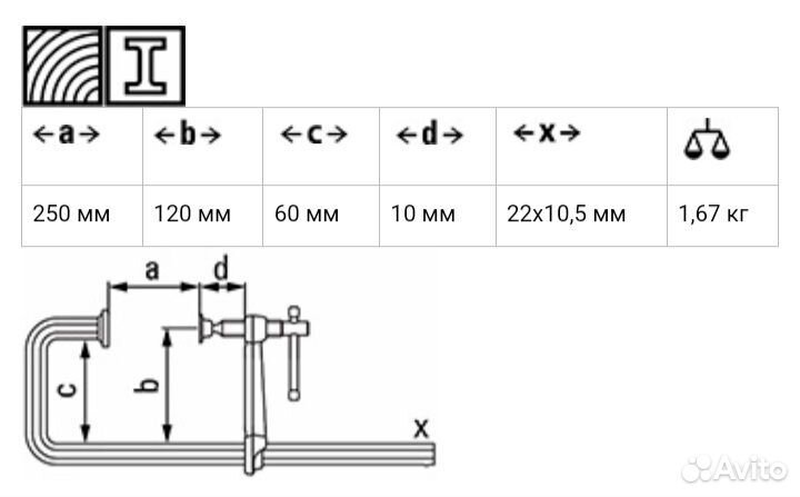 Рычажная струбцина GUH Bessey GU25-12-6H