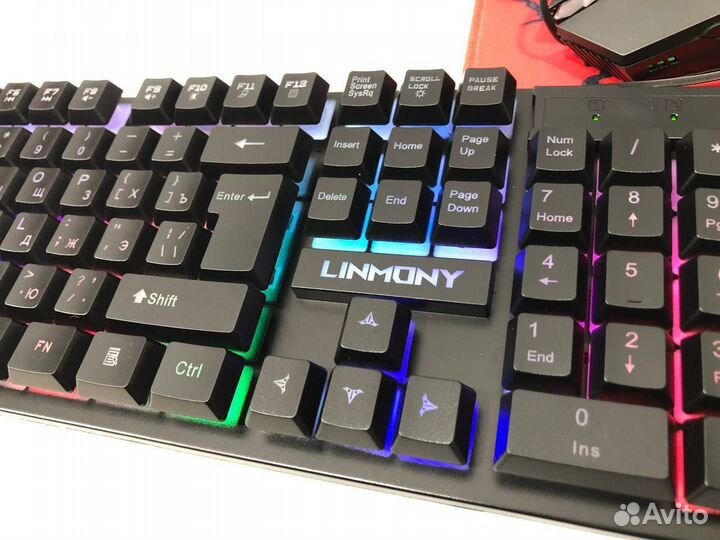 Набор, клавиатура, мышь, коврик для мыши, наушники