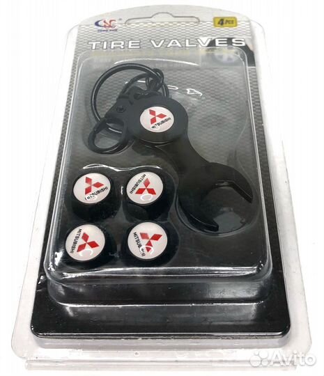 Колпачки на ниппеля - Mitsubishi (с ключом/серый)