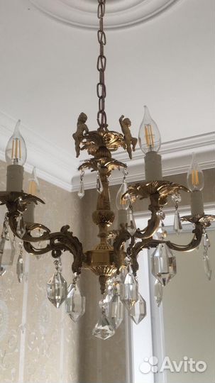 Бронзовая антикварная люстра