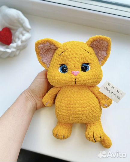 Вязаный рыжий кот, вязаные игрушки