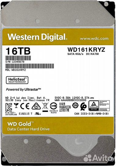 Жёсткий диск 16Tb sata-III WD Gold (WD161kryz)