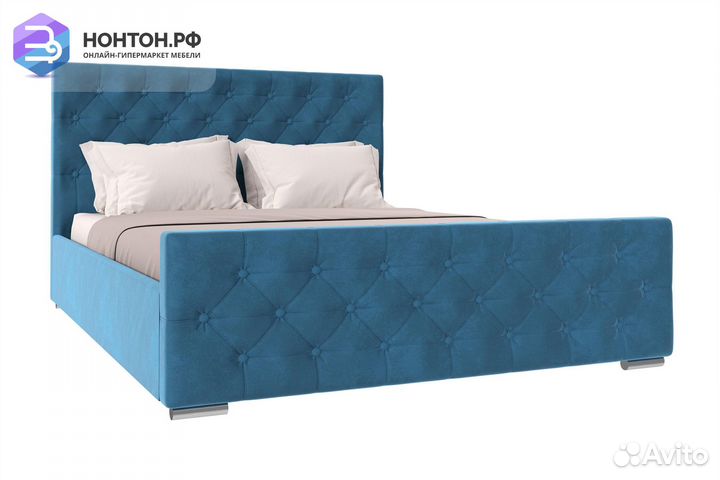 Кровать Мишель велюр синий