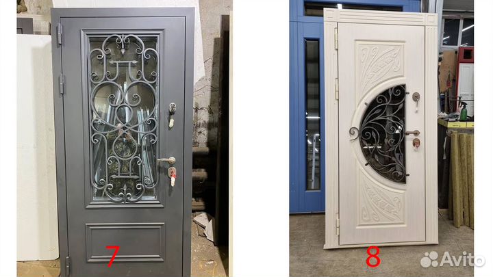 Дверь входная с ковкой и стеклом новая
