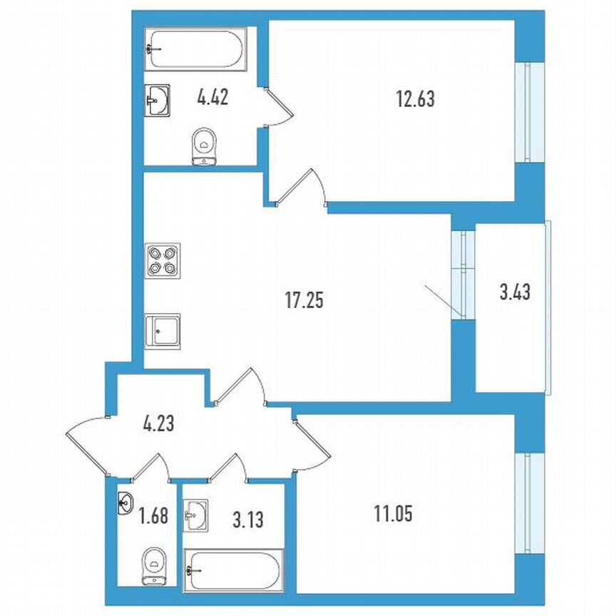 2-к. квартира, 56 м², 2/18 эт.