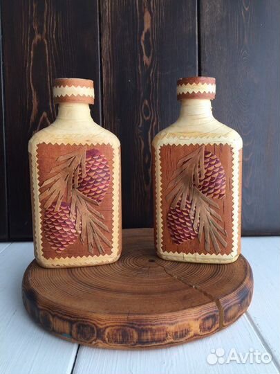 Фляга стекло и береста