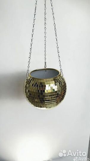 Кашпо из диско шара / кашпо из зеркальной мозаики