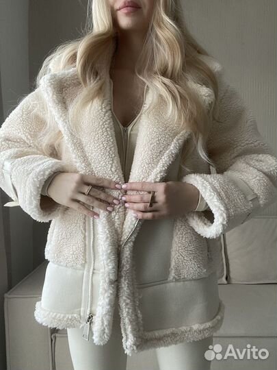 Дубленка женская плюшевая мягкая 42-44