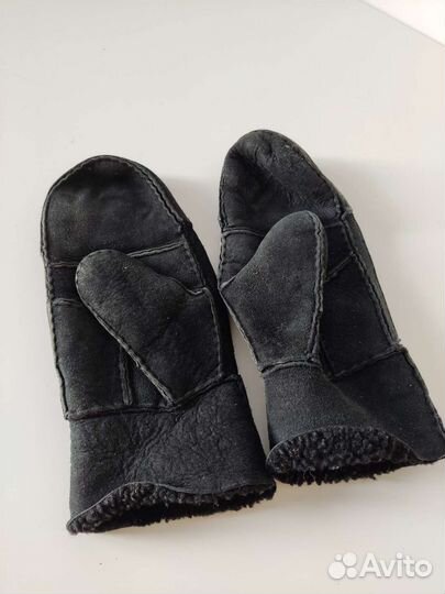 Варежки замша чёрные женские зима