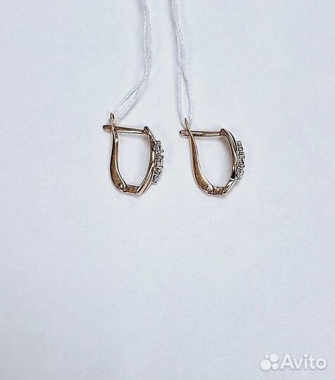 Серьги с синтетическим камнем Золото